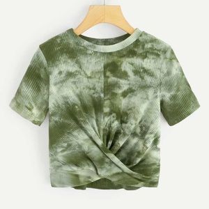 Twist Front Tie Dye Ribbon Top